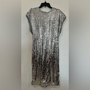 New-SHEIN Silver Sequin Midi Dress